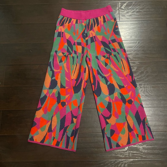 Farm Rio for Anthropologie Consuela sweater set Cropped Sweater Wide Leg Pants - Picture 5 of 11